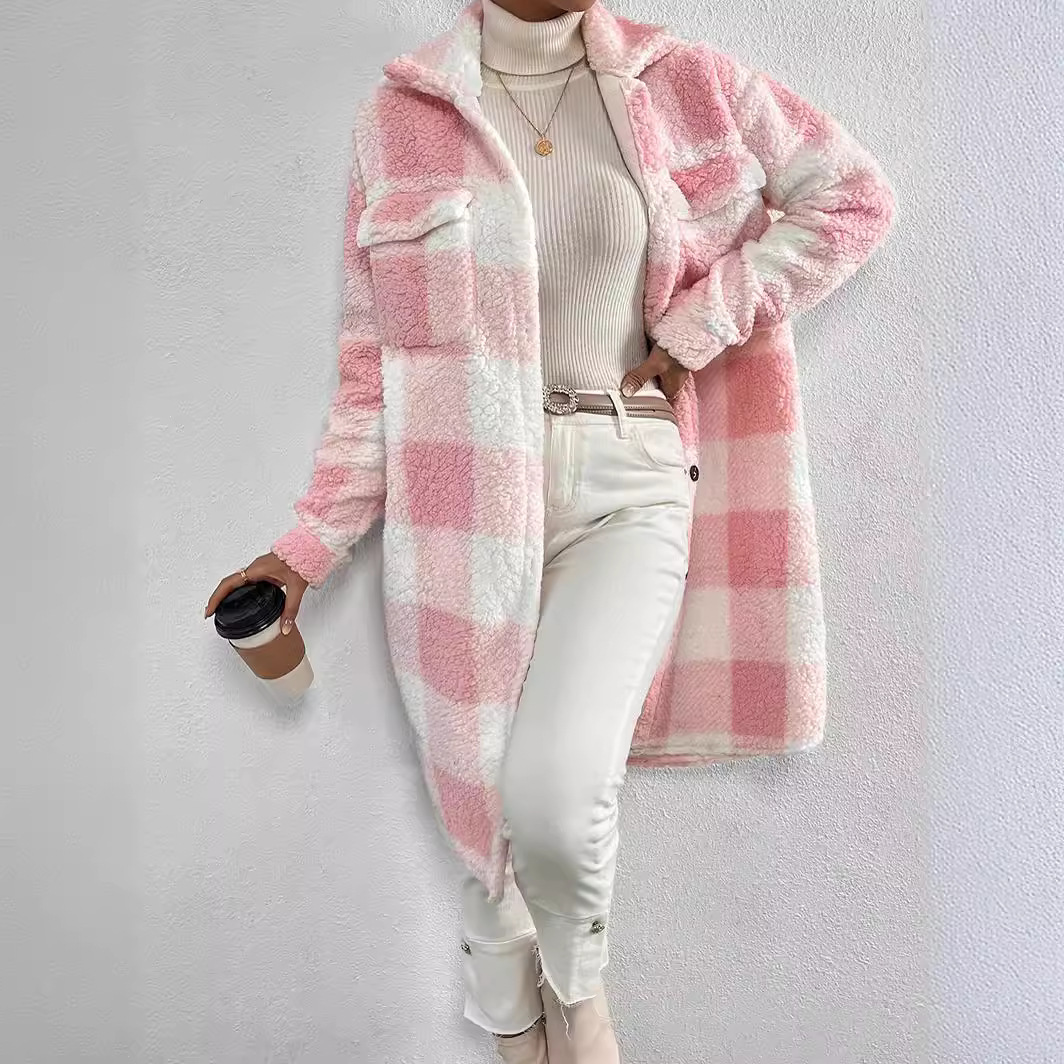 Manteau Long à Carreaux en Polaire & Laine – Surchemise Chaud Style Cosy