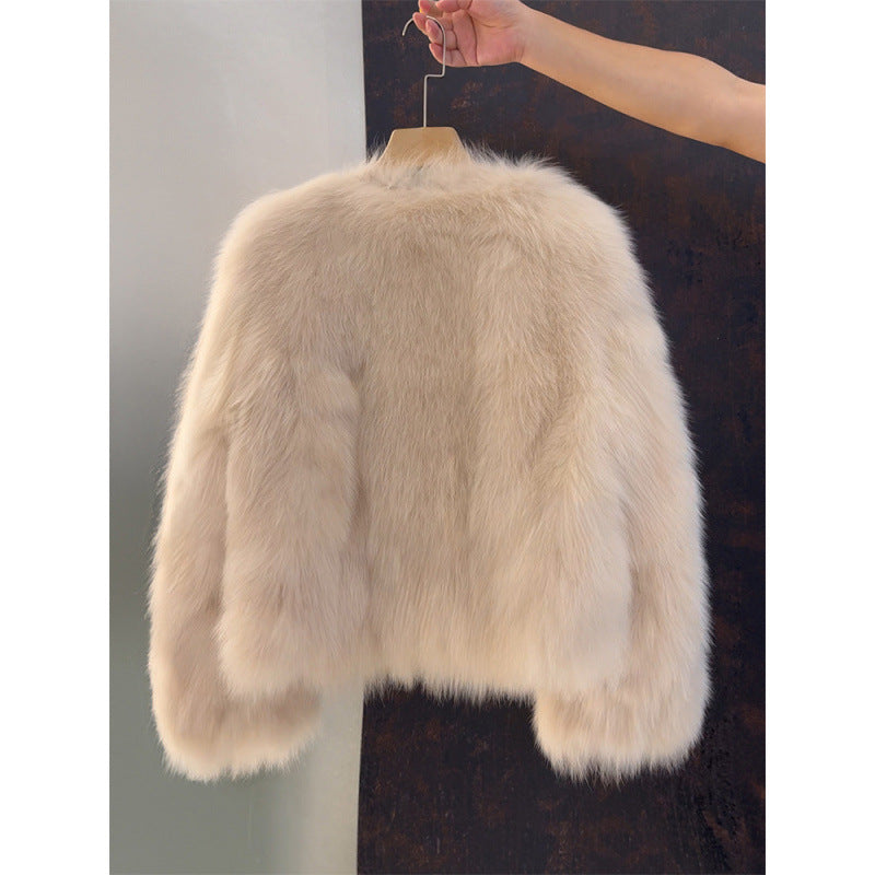 Manteau Court en Fausse Fourrure Col V – Veste Chic & Douillette Femme