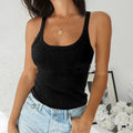 Débardeur Côtelé Ajusté Femme – Col Rond, Mélange Coton & Style Casual Chic