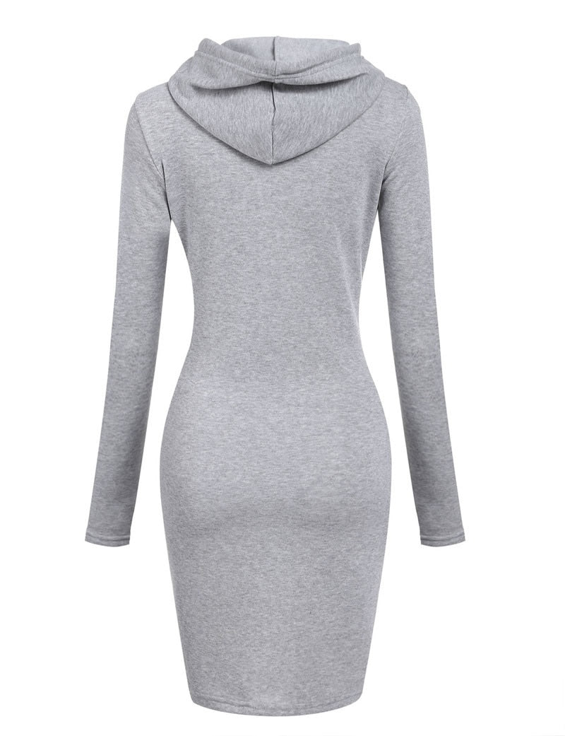Robe Sweat à Capuche Longue Femme – Coupe Ajustée, Mélange Coton & Style Streetwear Chic