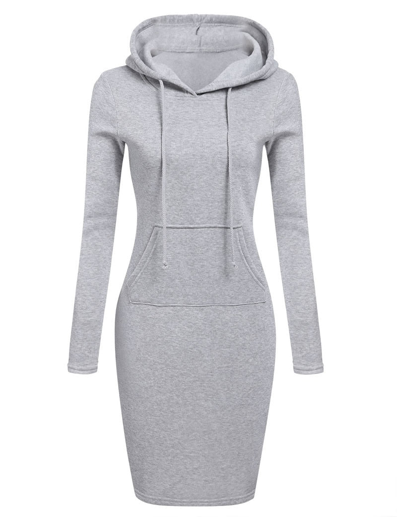Robe Sweat à Capuche Longue Femme – Coupe Ajustée, Mélange Coton & Style Streetwear Chic