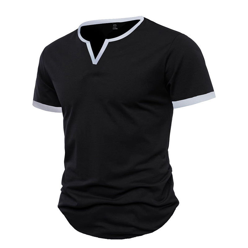 T-Shirt Homme Casual à Col V – Coupe Ajustée & Séchage Rapide – Style Street-Trendy & Confort Quotidien