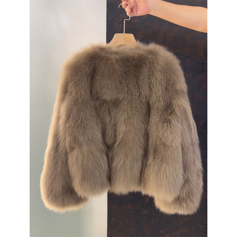 Manteau Court en Fausse Fourrure Col V – Veste Chic & Douillette Femme