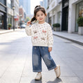 Ensemble Fille 2 Pièces Sweat Polaire Motif Chat & Pantalon Jean – Chaud & Mignon – Collection Automne Hiver