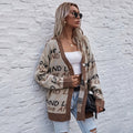 Cardigan Oversize en Maille à Imprimé Lettres – Gilet Long Col V Style Streetwear
