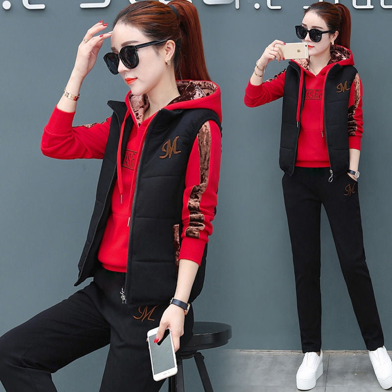 Ensemble Sportwear Chic 3 Pièces : Sweat, Gilet Sans Manches & Pantalon