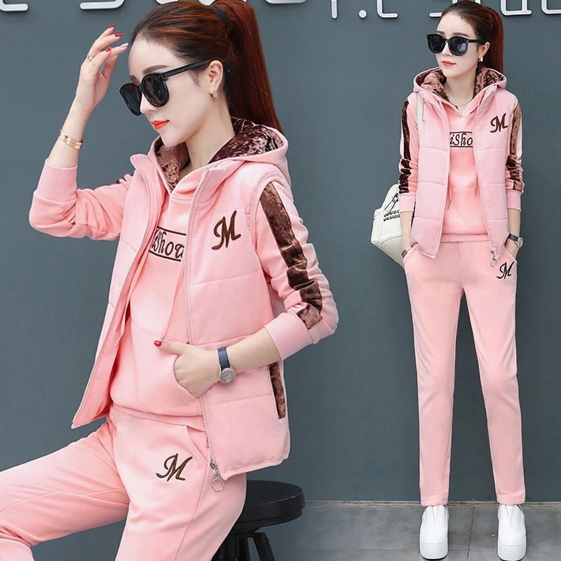 Ensemble Sportwear Chic 3 Pièces : Sweat, Gilet Sans Manches & Pantalon