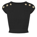 Débardeur Court Tricoté à Boutons Dorés – Crop Top Ajusté Élégant en Coton et Lin