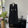 Manteau Long Cintrée en Laine – Manteau Élégant Style Britannique à Boucles
