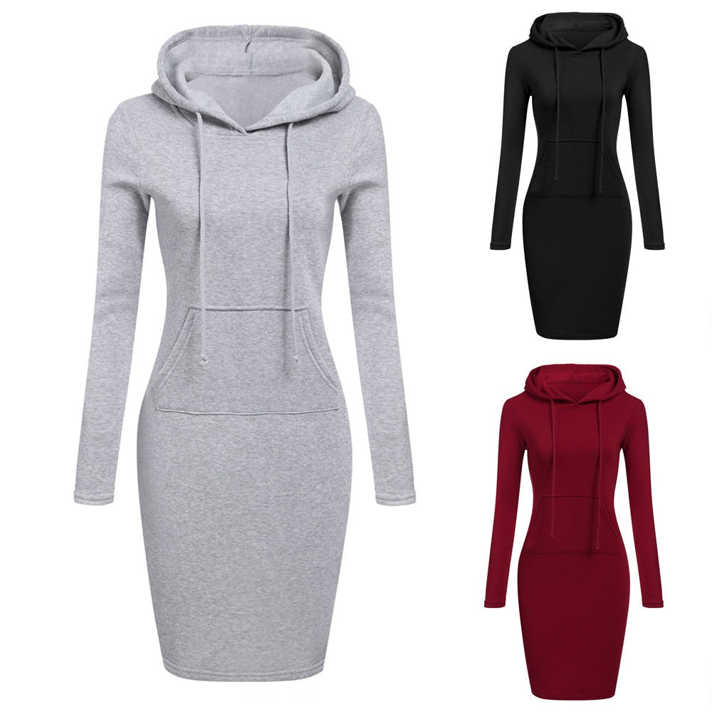 Robe Sweat à Capuche Longue Femme – Coupe Ajustée, Mélange Coton & Style Streetwear Chic