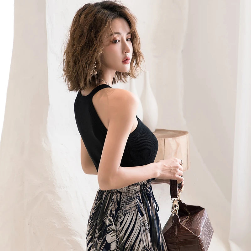 Débardeur Court Tricoté Épaules Dénudées Femme – Crop Top Extensible Taille Unique – Collection Street-Trendy & Chic